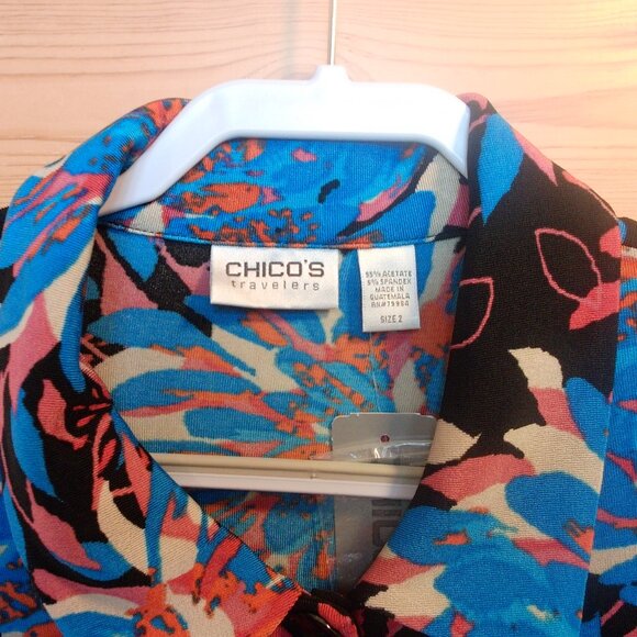 NWTS Chico's Travelers Open Front Floral Cardigan Size Chico's 2 or Large - Picture 2 of 3